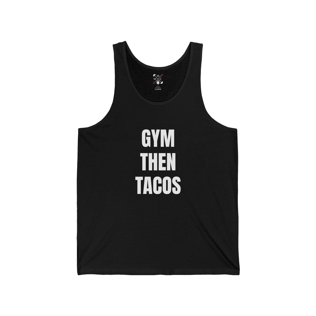 Gym Then Tacos Tank Top – Funny Fitness & Taco Graphic Tank