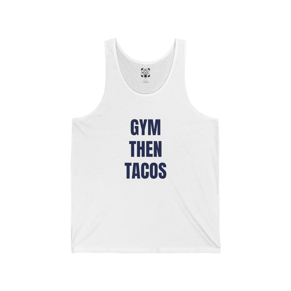 Gym Then Tacos Tank Top – Funny Fitness & Taco Graphic Tank
