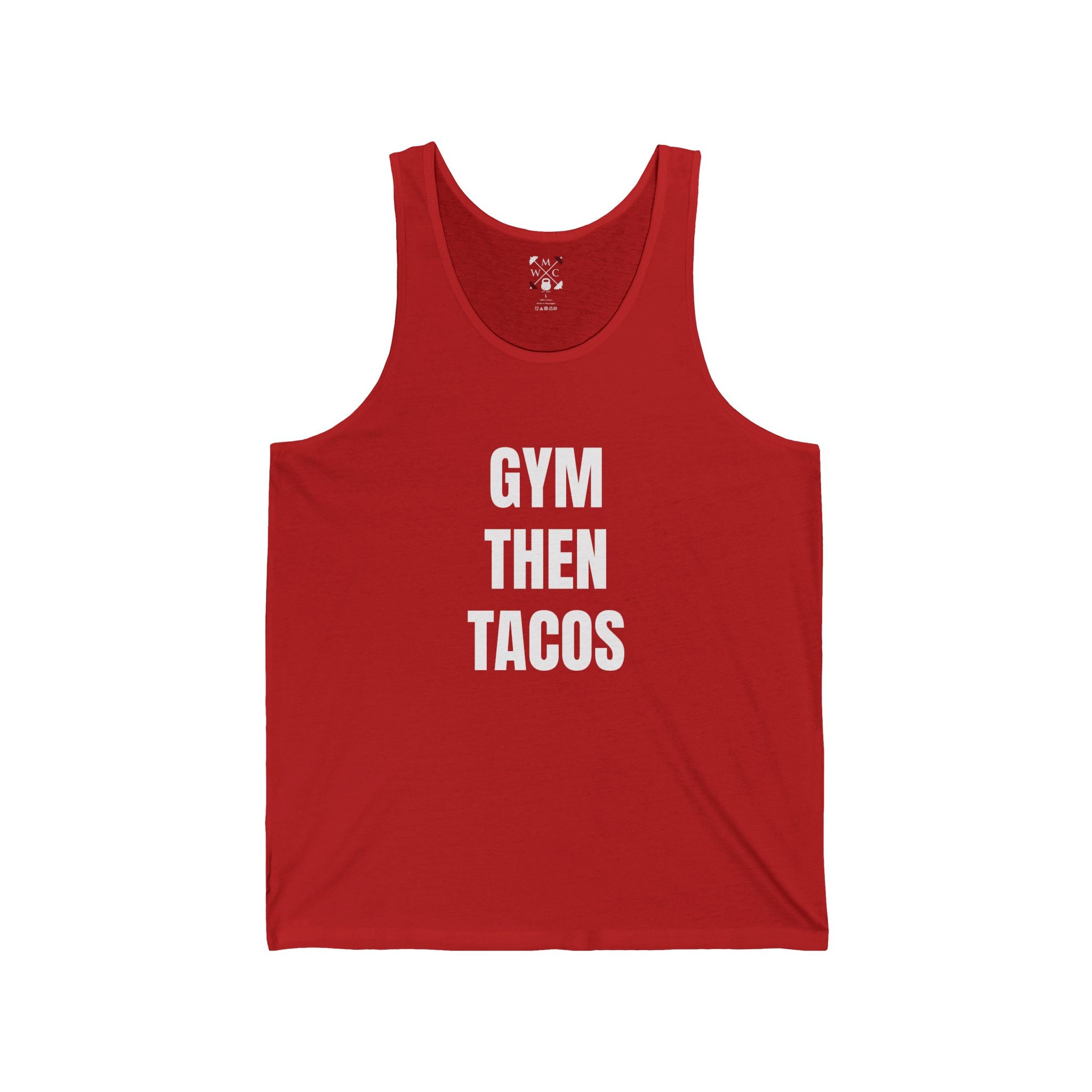 Gym Then Tacos Tank Top – Funny Fitness & Taco Graphic Tank
