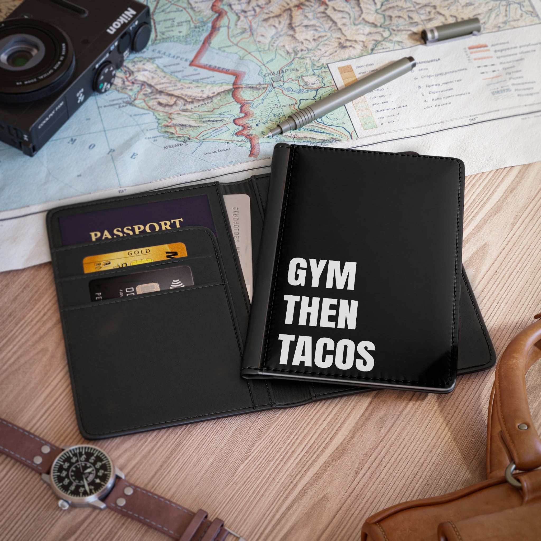 Passport Cover — GYM THEN TACOS Travel Wallet