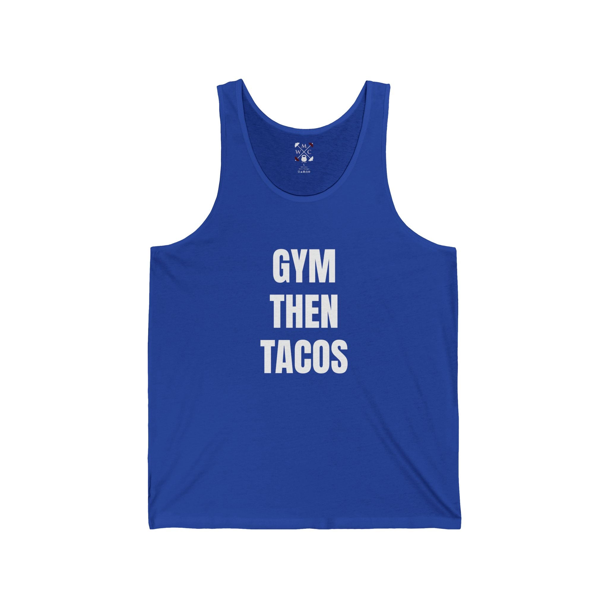 Gym Then Tacos Tank Top – Funny Fitness & Taco Graphic Tank